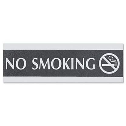 Picture of Century Series Office Sign, NO SMOKING, 9 x 3, Black/SilverUSS-4757