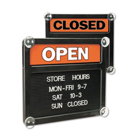 Picture of Double-Sided Open/Closed Sign w/Plastic Push Characters, 14 3/8 x 12 3/8USS-3727