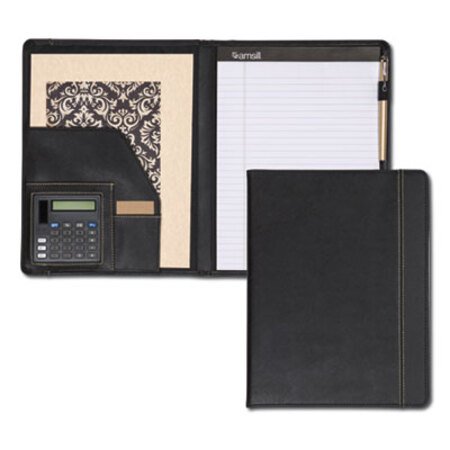 Picture of Slimline Padfolio, Leather-Look/Faux Reptile Trim, Writing Pad, BlackSAM-71220