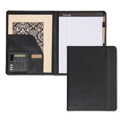 Picture of Slimline Padfolio, Leather-Look/Faux Reptile Trim, Writing Pad, BlackSAM-71220