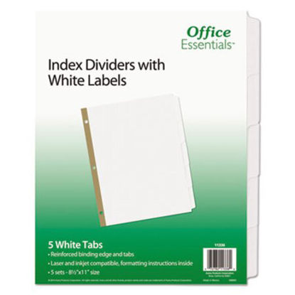 Picture of Index Dividers with White Labels, 5-Tab, 11 x 8.5, White, 5 SetsAVE-11336