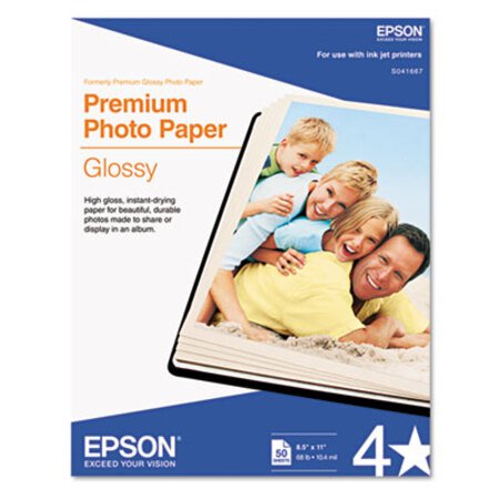 Picture of Premium Photo Paper, 10.4 mil, 8.5 x 11, High-Gloss White, 50/PackEPS-S041667
