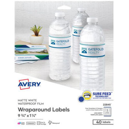 Picture of Water-Resistant Wraparound Labels w/ Sure Feed, 9 3/4 x 1 1/4, White, 40/PackAVE-22845