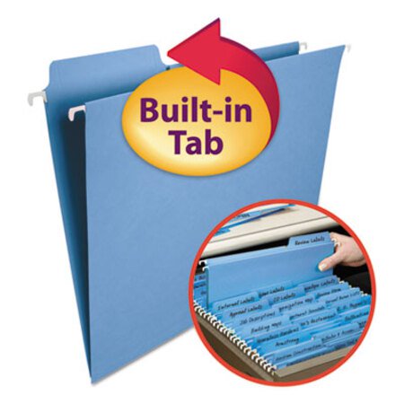 Picture of FasTab Hanging Folders, Letter Size, 1/3-Cut Tab, Blue, 20/BoxSMD-64099
