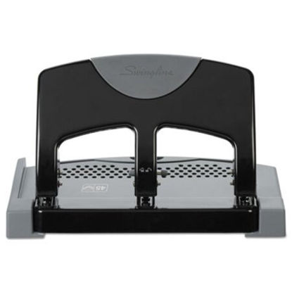 Picture of 45-Sheet SmartTouch Three-Hole Punch, 9/32" Holes, Black/GraySWI-74136