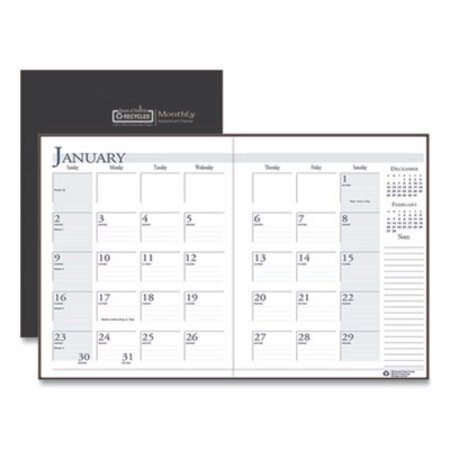 Picture of Recycled Ruled Planner with Stitched Leatherette Cover, 11 x 8.5, Black, 2021-2023HOD-26002