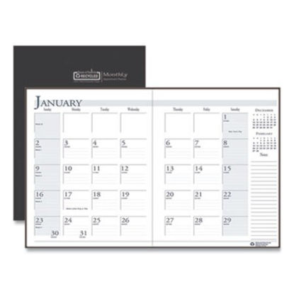 Picture of Recycled Ruled Planner with Stitched Leatherette Cover, 11 x 8.5, Black, 2021-2023HOD-26002