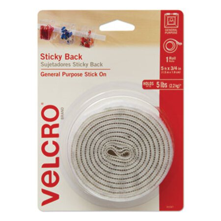 Picture of Sticky-Back Fasteners with Dispenser, Removable Adhesive, 0.75" x 5 ft, WhiteVEK-90087