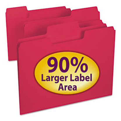 Picture of SuperTab Colored File Folders, 1/3-Cut Tabs, Letter Size, 11 pt. Stock, Red, 100/BoxSMD-11983