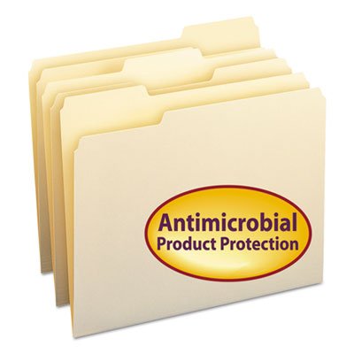 Picture of Top Tab File Folders with Antimicrobial Product Protection, 1/3-Cut Tabs, Letter Size, Manila, 100/BoxSMD-10338