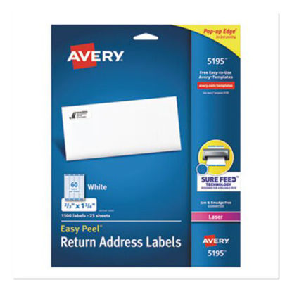 Picture of Easy Peel White Address Labels w/ Sure Feed Technology, Laser Printers, 0.66 x 1.75, White, 60/Sheet, 25 Sheets/PackAVE-5195