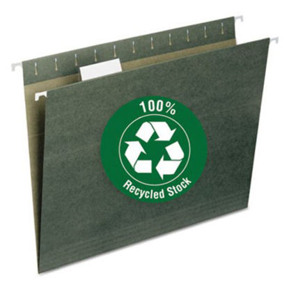Picture of 100% Recycled Hanging File Folders, Letter Size, 1/5-Cut Tab, Standard Green, 25/BoxSMD-65001