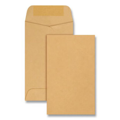 Picture of Kraft Coin and Small Parts Envelope, #3, Square Flap, Gummed Closure, 2.5 x 4.25, Brown Kraft, 500/BoxQUA-50262