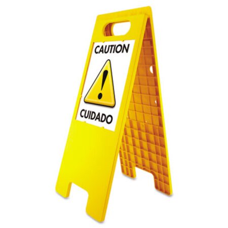 Picture of Floor Tent Sign, Doublesided, Plastic, 10 1/2" x 25 1/2", YellowUSS-5693