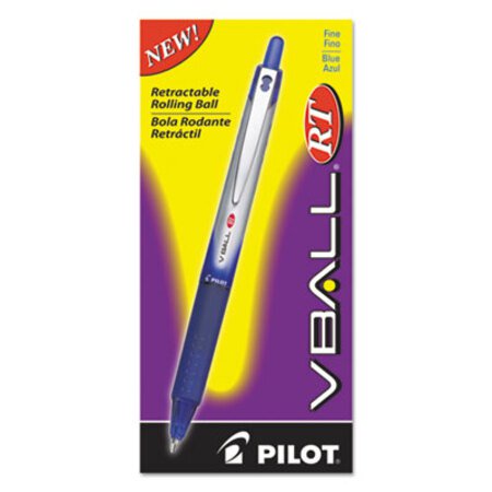 Picture of VBall RT Liquid Ink Roller Ball Pen, Retractable, Fine 0.7 mm, Blue Ink, Blue/White BarrelPIL-26207