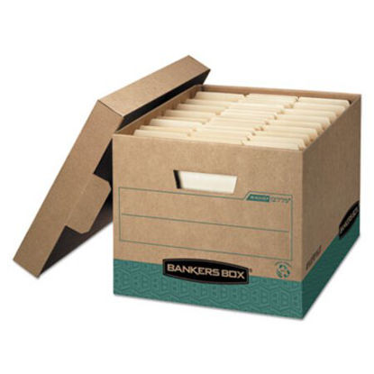 Picture of R-KIVE Heavy-Duty Storage Boxes, Letter/Legal Files, 12.75" x 16.5" x 10.38", Kraft/Green, 12/CartonFEL-12775