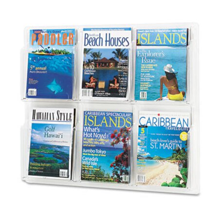 Picture of Reveal Clear Literature Displays, 6 Compartments, 30w x 2d x 24.5h, ClearSAF-5607CL