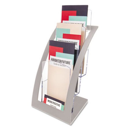 Picture of 3-Tier Literature Holder, Leaflet Size, 6.75w x 6.94d x 13.31h, SilverDEF-693645