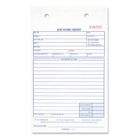 Picture of Job Work Order Book, 5 1/2 x 8 1/2, Two Part Carbonless, 50/BookRED-4L456