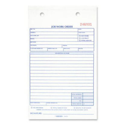 Picture of Job Work Order Book, 5 1/2 x 8 1/2, Two Part Carbonless, 50/BookRED-4L456