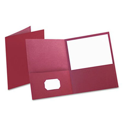 Picture of Twin-Pocket Folder, Embossed Leather Grain Paper, Burgundy, 25/BoxOXF-57557
