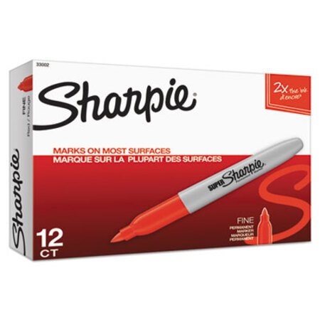 Picture of Super Permanent Marker, Fine Bullet Tip, Red, DozenSAN-33002