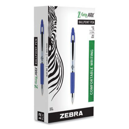 Picture of Z-Grip MAX Ballpoint Pen, Retractable, Medium 1 mm, Blue Ink, Silver Barrel, DozenZEB-22420