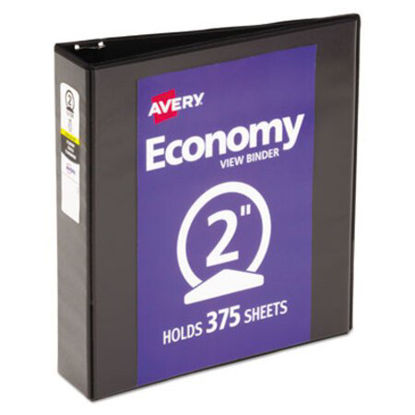 Picture of Economy View Binder with Round Rings , 3 Rings, 2" Capacity, 11 x 8.5, Black, (5730)AVE-05730