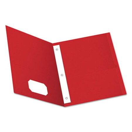 Picture of Twin-Pocket Folders with 3 Fasteners, Letter, 1/2" Capacity, Red, 25/BoxOXF-57711