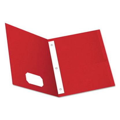 Picture of Twin-Pocket Folders with 3 Fasteners, Letter, 1/2" Capacity, Red, 25/BoxOXF-57711