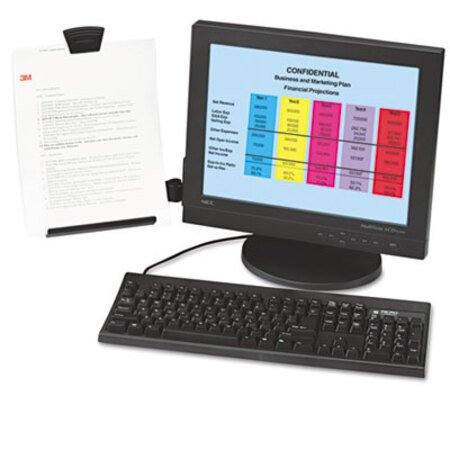 Picture of Clip Copyholder, Flat Panel Monitor Mount, Plastic, Holds 35 Sheets, Black/ClearMMM-DH445