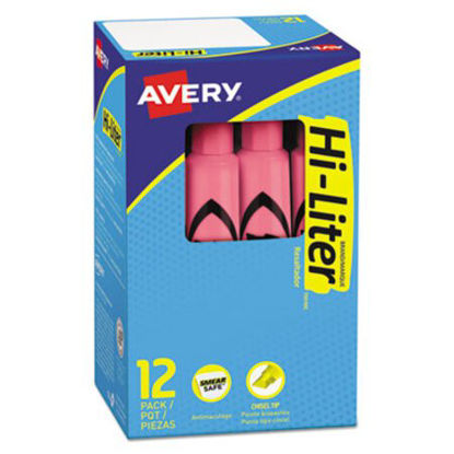 Picture of HI-LITER Desk-Style Highlighters, Light Pink Ink, Chisel Tip, Light Pink/Black Barrel, DozenAVE-07749