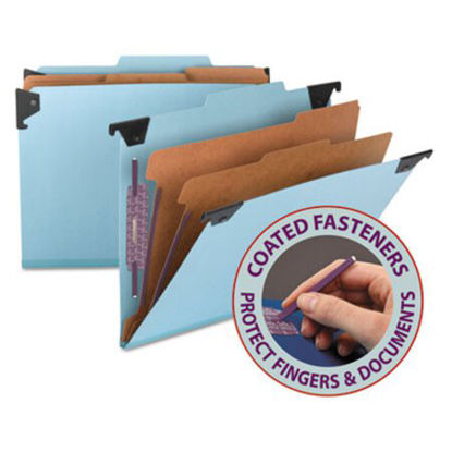 Picture of FasTab Hanging Pressboard Classification Folders, Letter Size, 2 Dividers, BlueSMD-65115