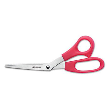 Picture of Value Line Stainless Steel Shears, 8" Long, 3.5" Cut Length, Red Offset HandleACM-10703