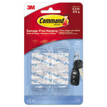 Picture of Clear Hooks and Strips, Plastic, Mini, 6 Hooks and 8 Strips/PackMMM-17006CLRES