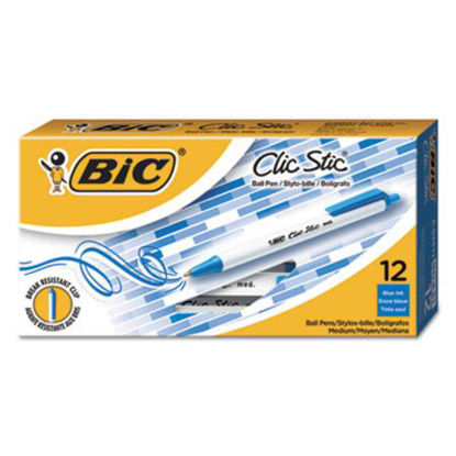 Picture of Clic Stic Ballpoint Pen, Retractable, Medium 1 mm, Blue Ink, White Barrel, DozenBIC-CSM11BE