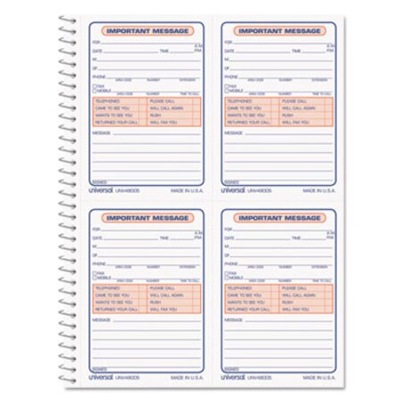 Picture of Wirebound Message Books, 5.5 x 3.19, Two-Part Carbonless, 200-Set BookUNV-48005