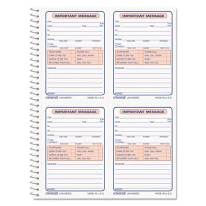Picture of Wirebound Message Books, 5.5 x 3.19, Two-Part Carbonless, 200-Set BookUNV-48005