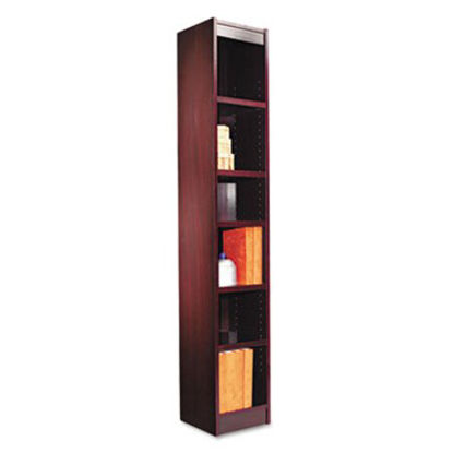Picture of Narrow Profile Bookcase, Wood Veneer, Six-Shelf, 11.81"w x 11.81"d x 71.73"h, MahoganyALE-BCS67212MY