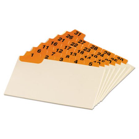 Picture of Manila Index Card Guides with Laminated Tabs, 1/5-Cut Top Tab, 1 to 31, 3 x 5, Manila, 31/SetOXF-03532