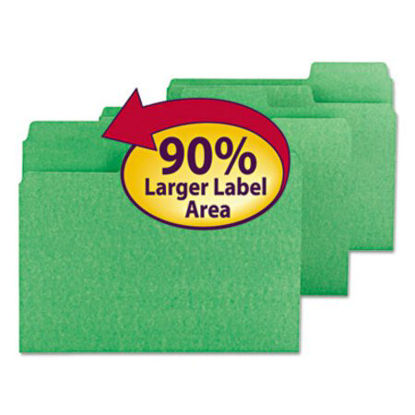 Picture of SuperTab Colored File Folders, 1/3-Cut Tabs, Letter Size, 11 pt. Stock, Green, 100/BoxSMD-11985