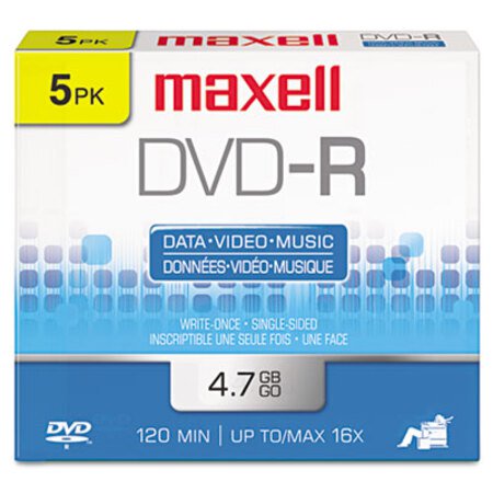 Picture of DVD-R Recordable Disc, 4.7 GB, 16x, Jewel Case, Gold, 5/PackMAX-638002