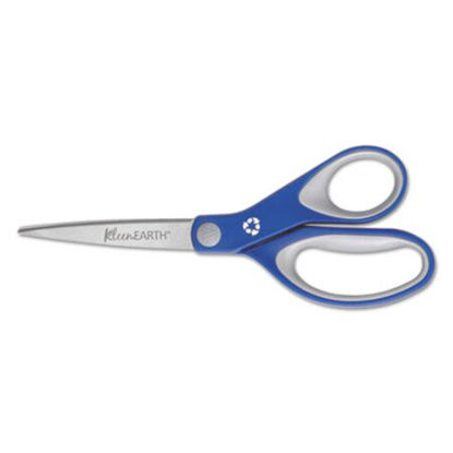 Picture of KleenEarth Soft Handle Scissors, 8" Long, 3.25" Cut Length, Blue/Gray Straight HandleACM-15554