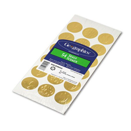 Picture of Self-Adhesive Embossed Seals, 1.25" dia., Gold, 18/Sheet, 3 Sheets/PackGEO-45204