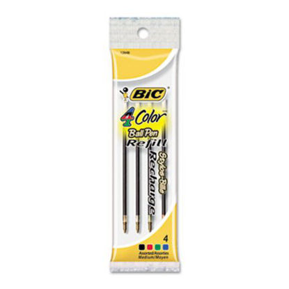 Picture of Refill for BIC 4-Color Retractable Ballpoint Pens, Medium Conical Tip, Assorted Ink Colors, 4/PackBIC-MRM41