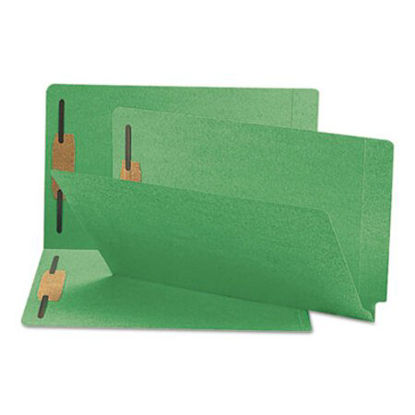 Picture of Heavyweight Colored End Tab Folders with Two Fasteners, Straight Tab, Legal Size, Green, 50/BoxSMD-28140