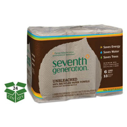 Picture of Natural Unbleached 100% Recycled Paper Kitchen Towel Rolls, 11 x 9, 120 SH/RL, 24 RL/CTSEV-13737