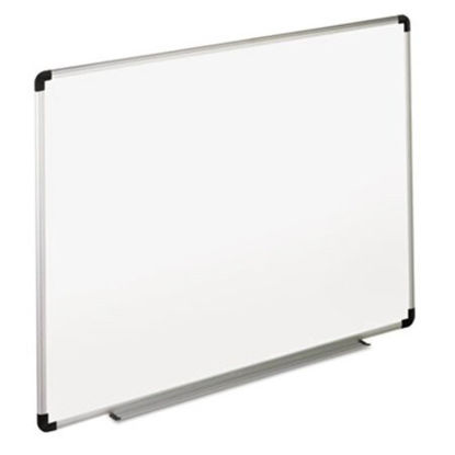 Picture of Dry Erase Board, Melamine, 72 x 48, White, Black/Gray Aluminum/Plastic FrameUNV-43725