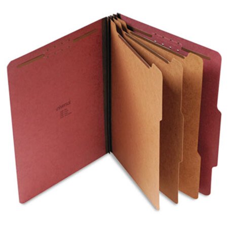 Picture of Eight-Section Pressboard Classification Folders, 3 Dividers, Letter Size, Red, 10/BoxUNV-10290