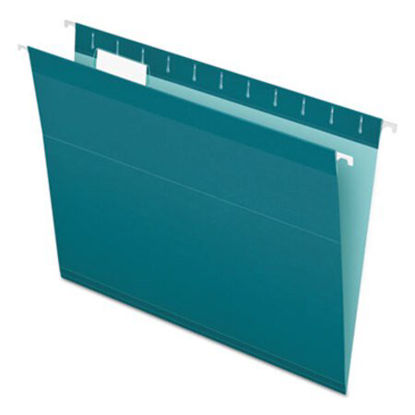 Picture of Colored Reinforced Hanging Folders, Letter Size, 1/5-Cut Tab, Teal, 25/BoxPFX-415215TEA
